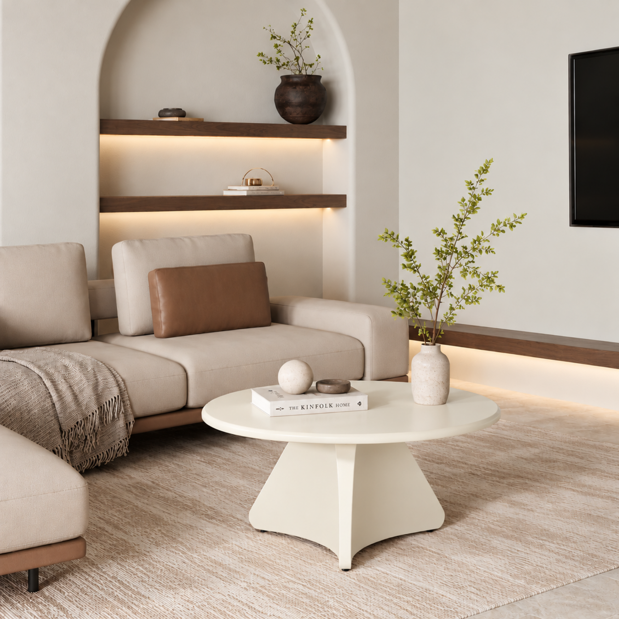 Ivory Sculptural Round Coffee Table